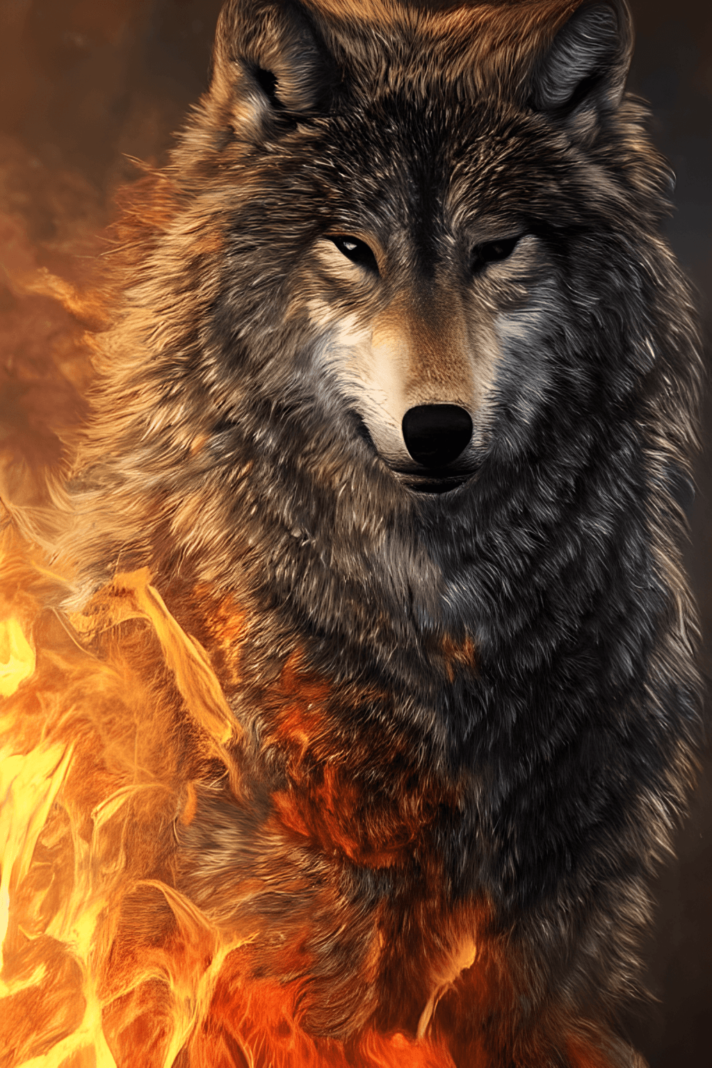 8k Wolf Made of Fire · Creative Fabrica