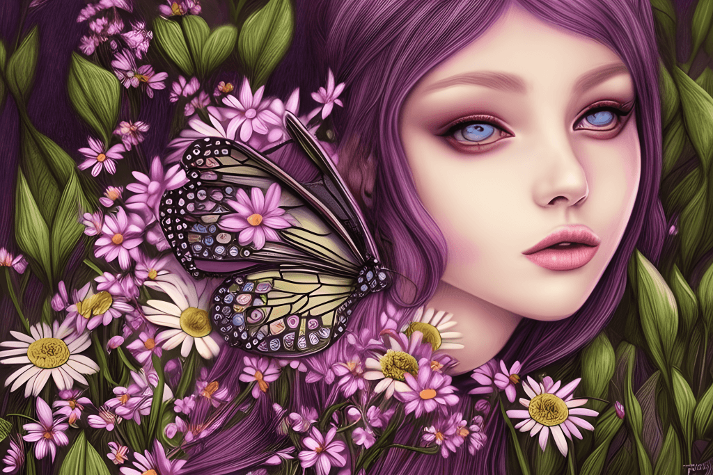 BUTTERFLY FLORAL Hyper Realistic Intricate Detail Painting · Creative  Fabrica