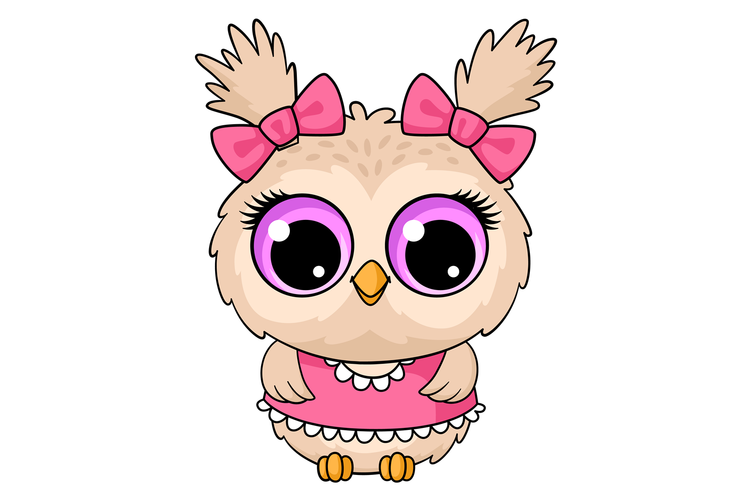 Cute Baby Owl in Girly Pink Clothes. Fun Graphic by ladadikart ...