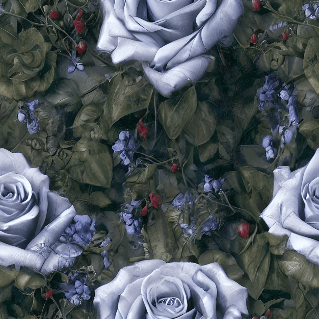 Gothic Steampunk White Blue Rose Digital Graphic · Creative Fabrica