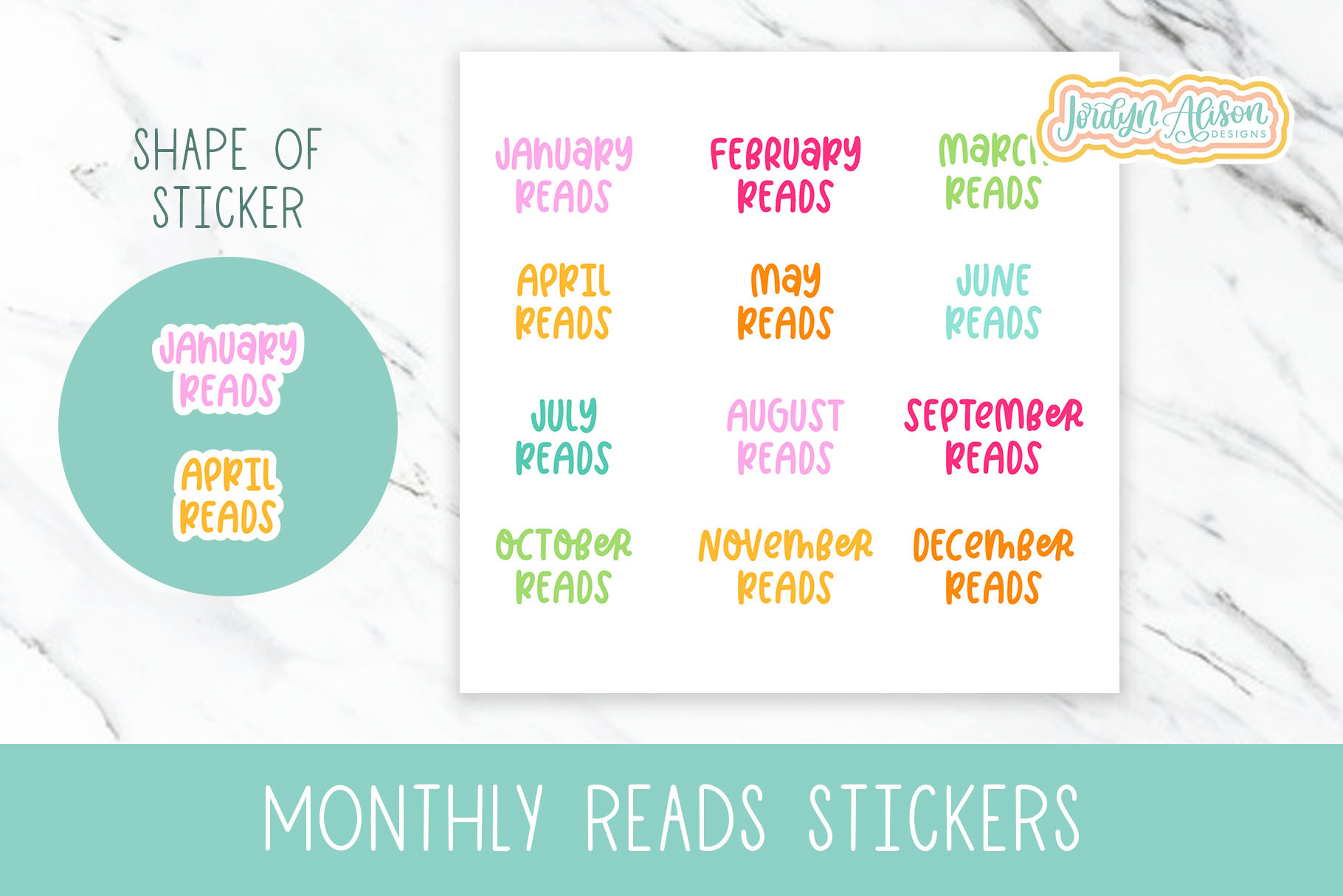 Monthly Reads Sticker, Reading Journal Graphic by jordynalisondesigns ·  Creative Fabrica