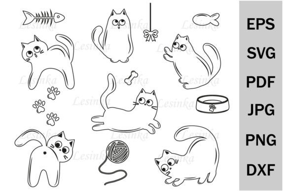 Cats Monogram SVG Cat Silhouette Bundle Cat Clipart Svg 