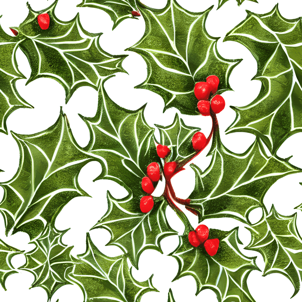 Snowy Holly Leaves Pattern · Creative Fabrica
