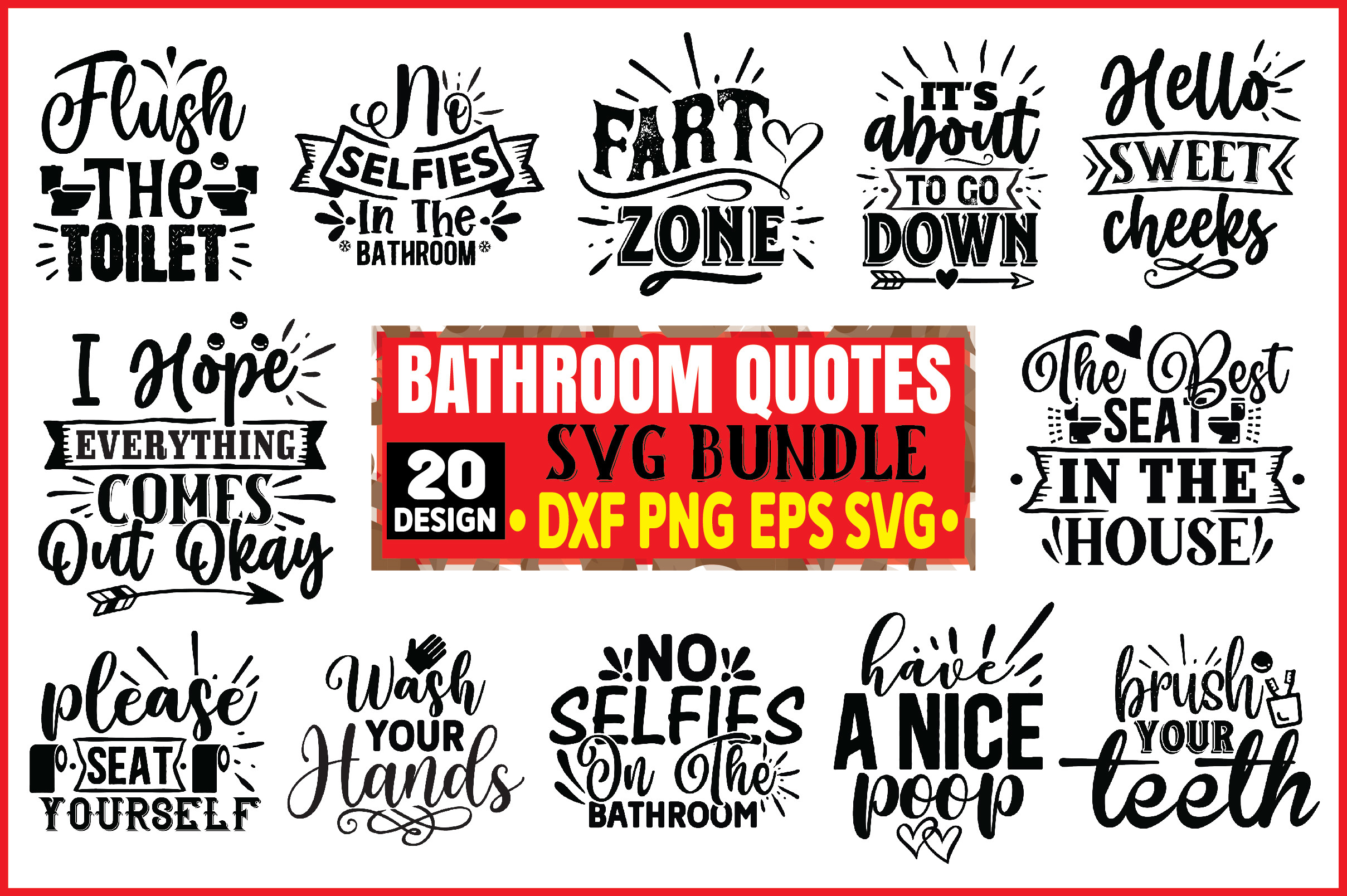 Bathroom Quotes SVG Bundle Graphic by Apon Fabric · Creative Fabrica