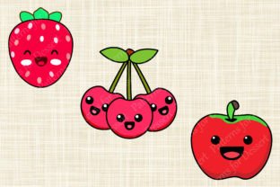 Cute Kawaii Fruit Clip Art Graphic by Patterns for Dessert · Creative ...