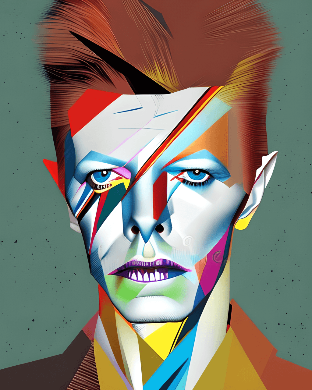 David Bowie Portrait Painted by Franz Marc · Creative Fabrica