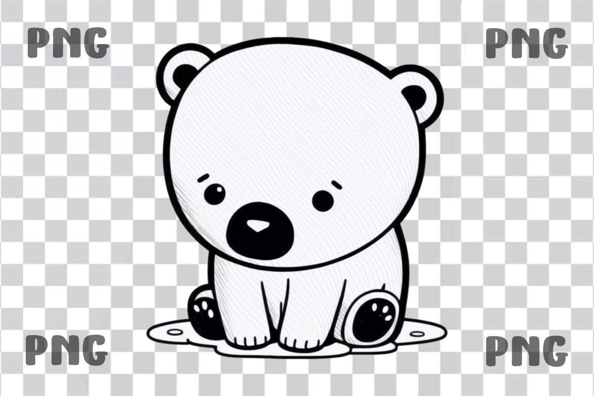 cute polar bear clipart black and white