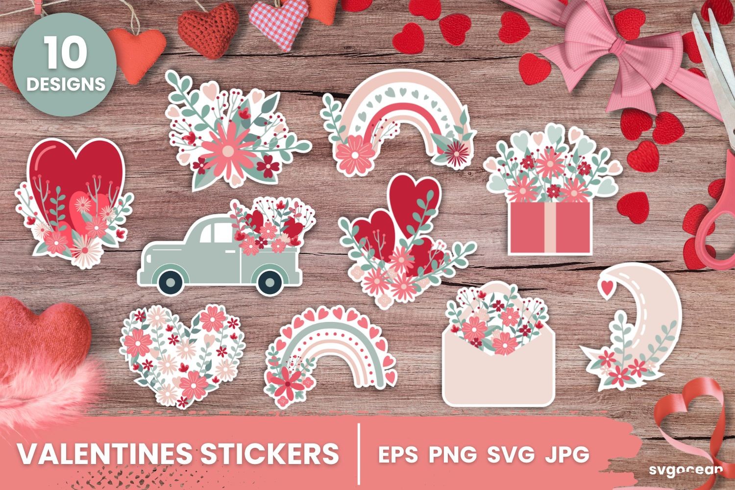 Valentine's Day Stickers  Printable Graphic by SvgOcean · Creative Fabrica