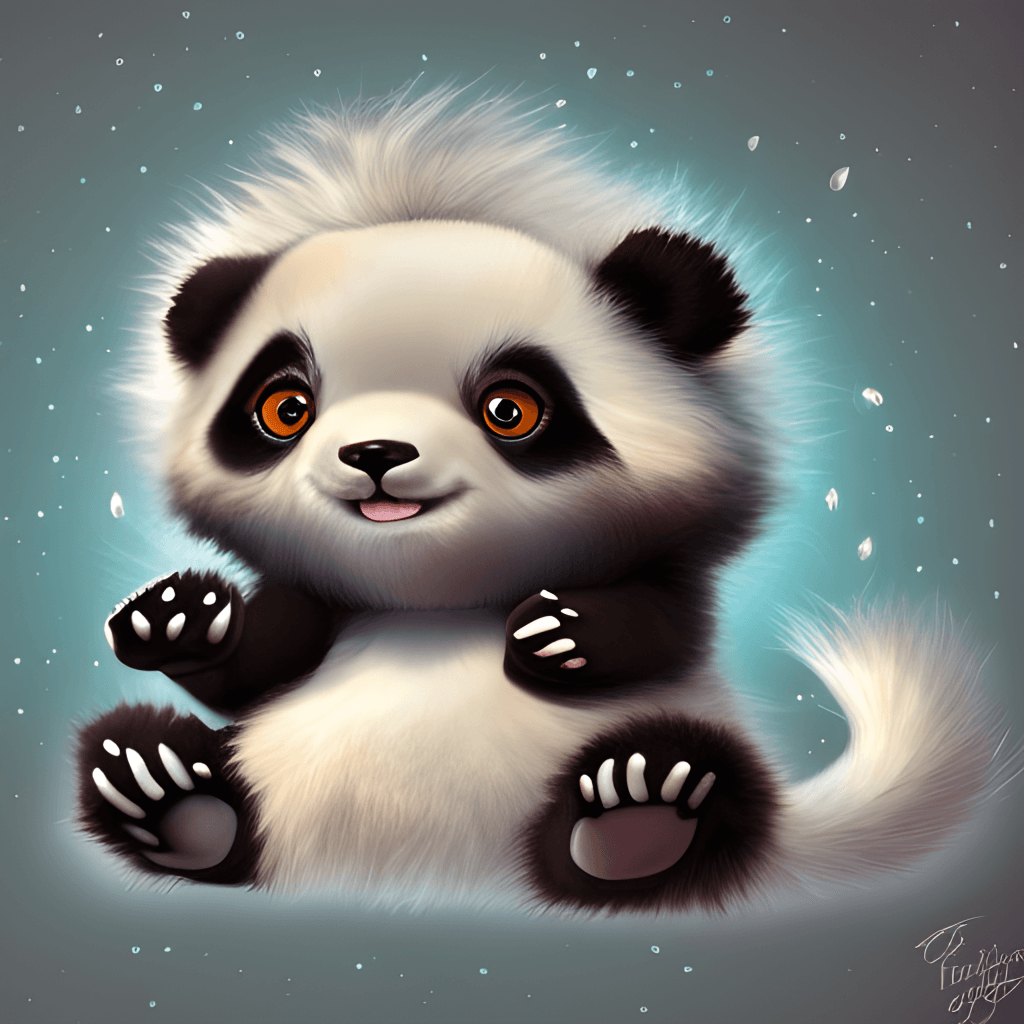Pintura fofa e adorável de desenho animado Fluffy Baby Panda · Creative  Fabrica