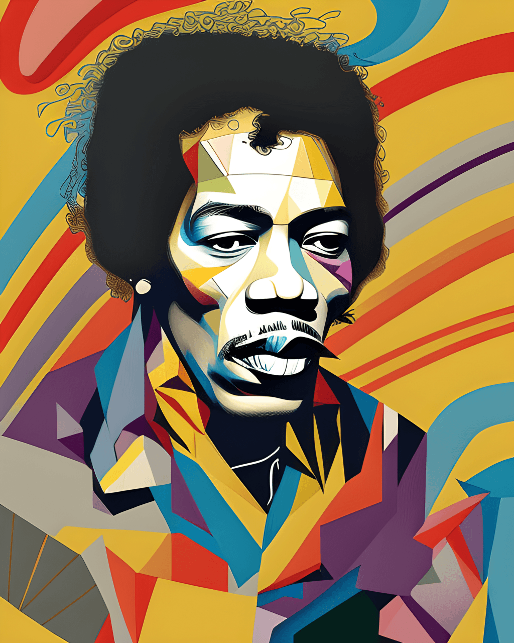 Jimi Hendrix Portrait at 80 · Creative Fabrica