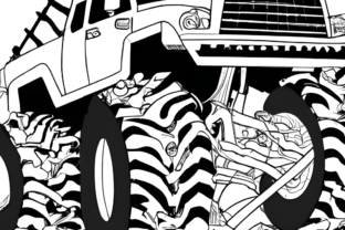 Desenho para colorir de Monster Truck Competition Crush · Creative Fabrica