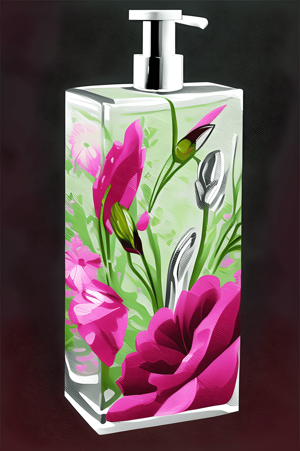 Digital Graphic Square Perfume Bottle Floral Spray Paint · Creative Fabrica