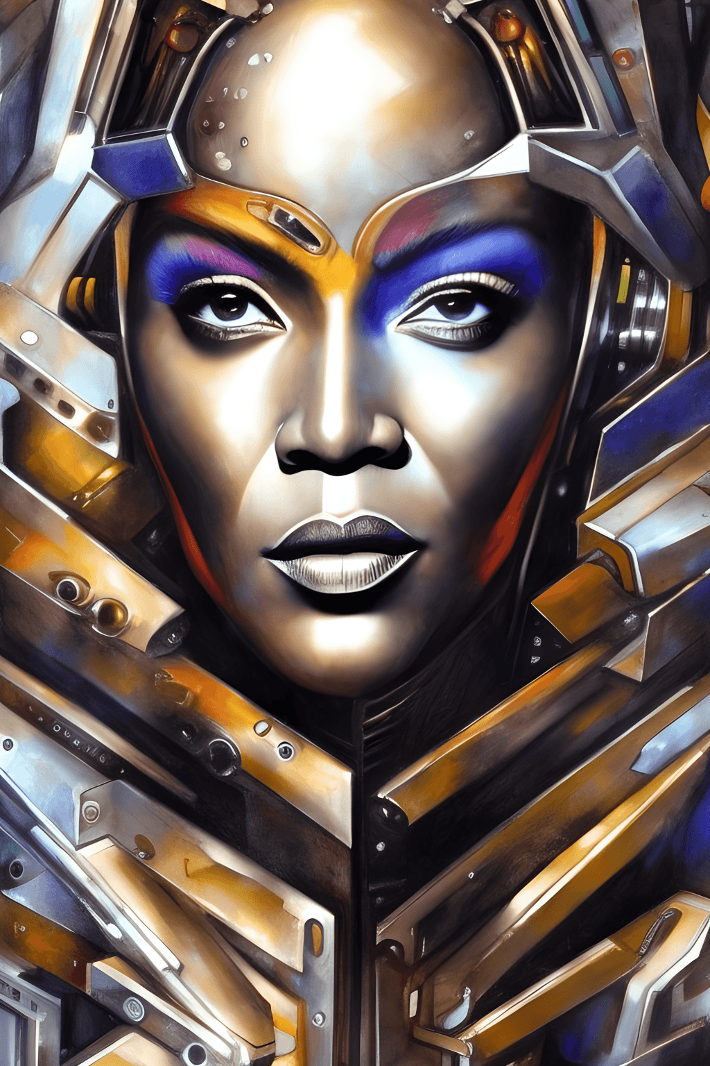 Beyoncé As a Hyper Realistic Cyborg with a Huge Body in a Cyberpunk ...