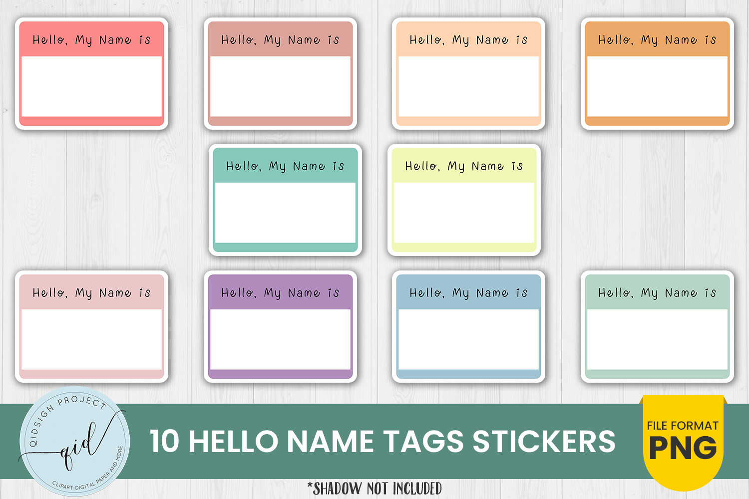 Hello Name Tags Stickers | 10 Variations Graphic by qidsign project ...