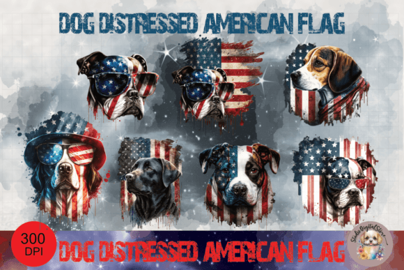 Dog Distressed American Flag Clipart PNG Graphic by StudioDigitalStore ...