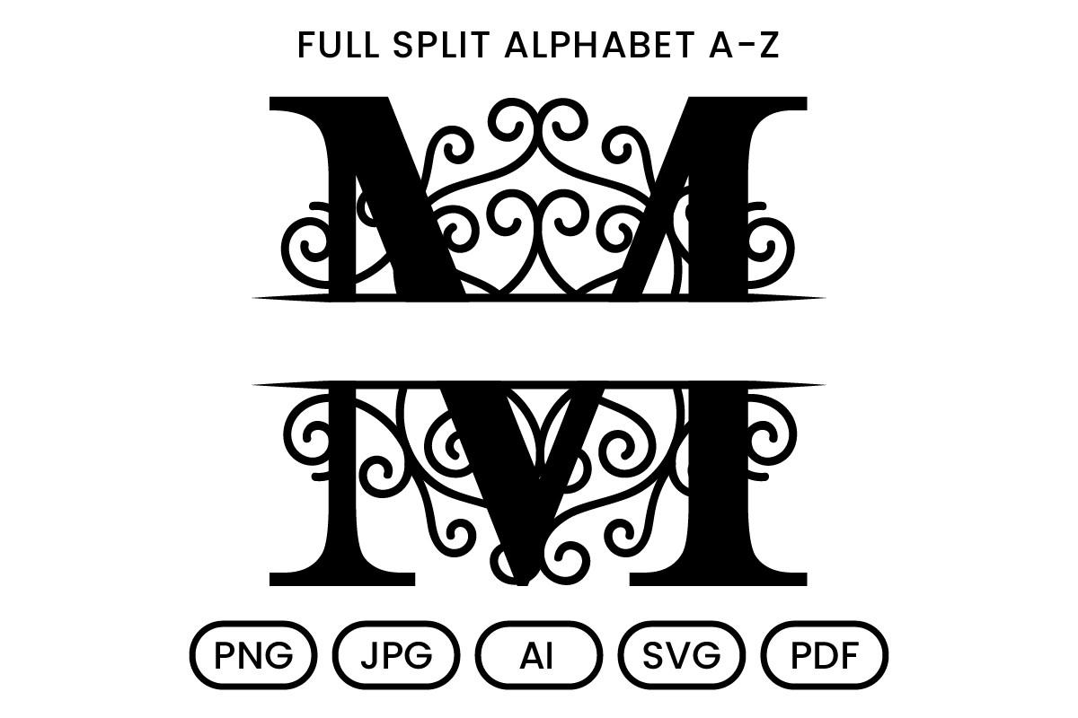 Split Alphabet Swirl Design Monogram Graphic by DesignScotch · Creative ...