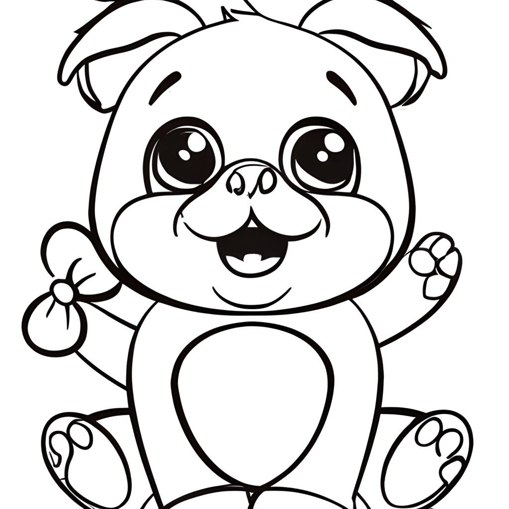 Coloring Page Black and White Baby Animals · Creative Fabrica