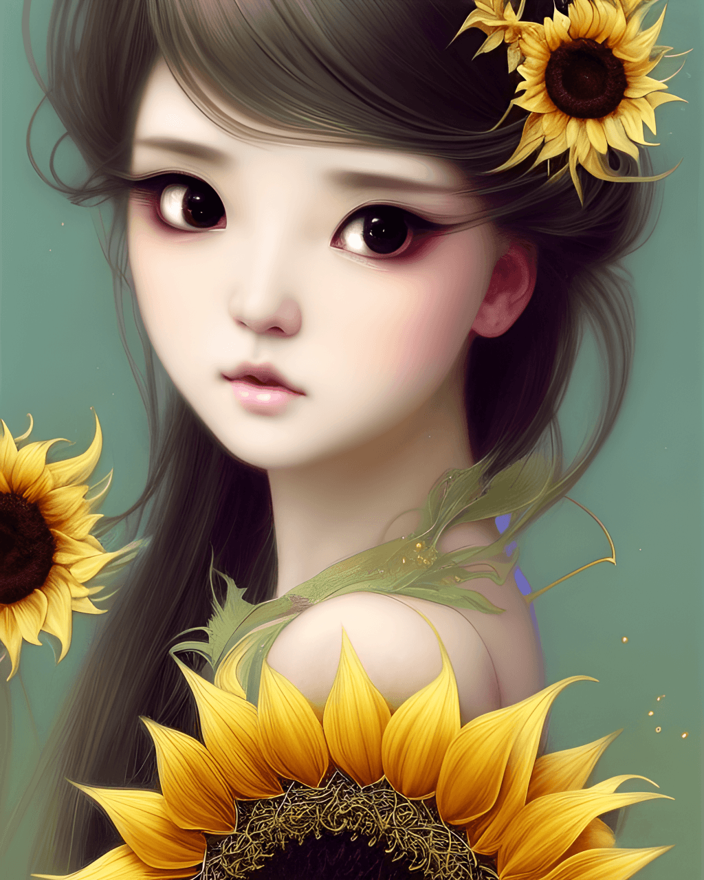 Kawaii Sunflowers Beauty Fairy Chibi · Creative Fabrica