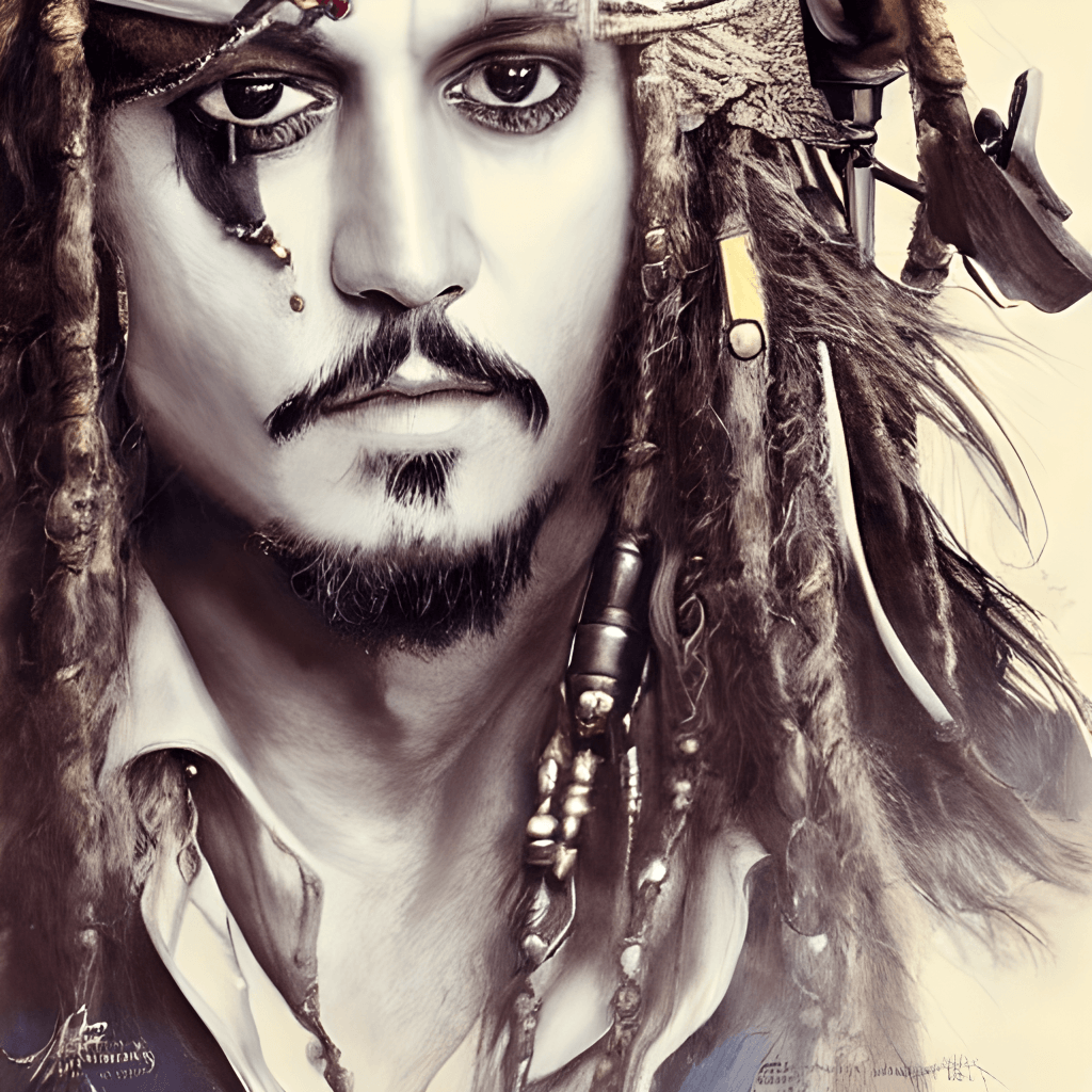 Johnny Depp Portrait Captain Jack Sparrow Dark Steampunk · Creative Fabrica