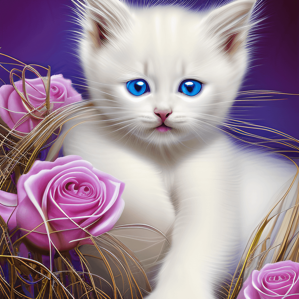 Overwhelmingly Beautiful White Kitten · Creative Fabrica