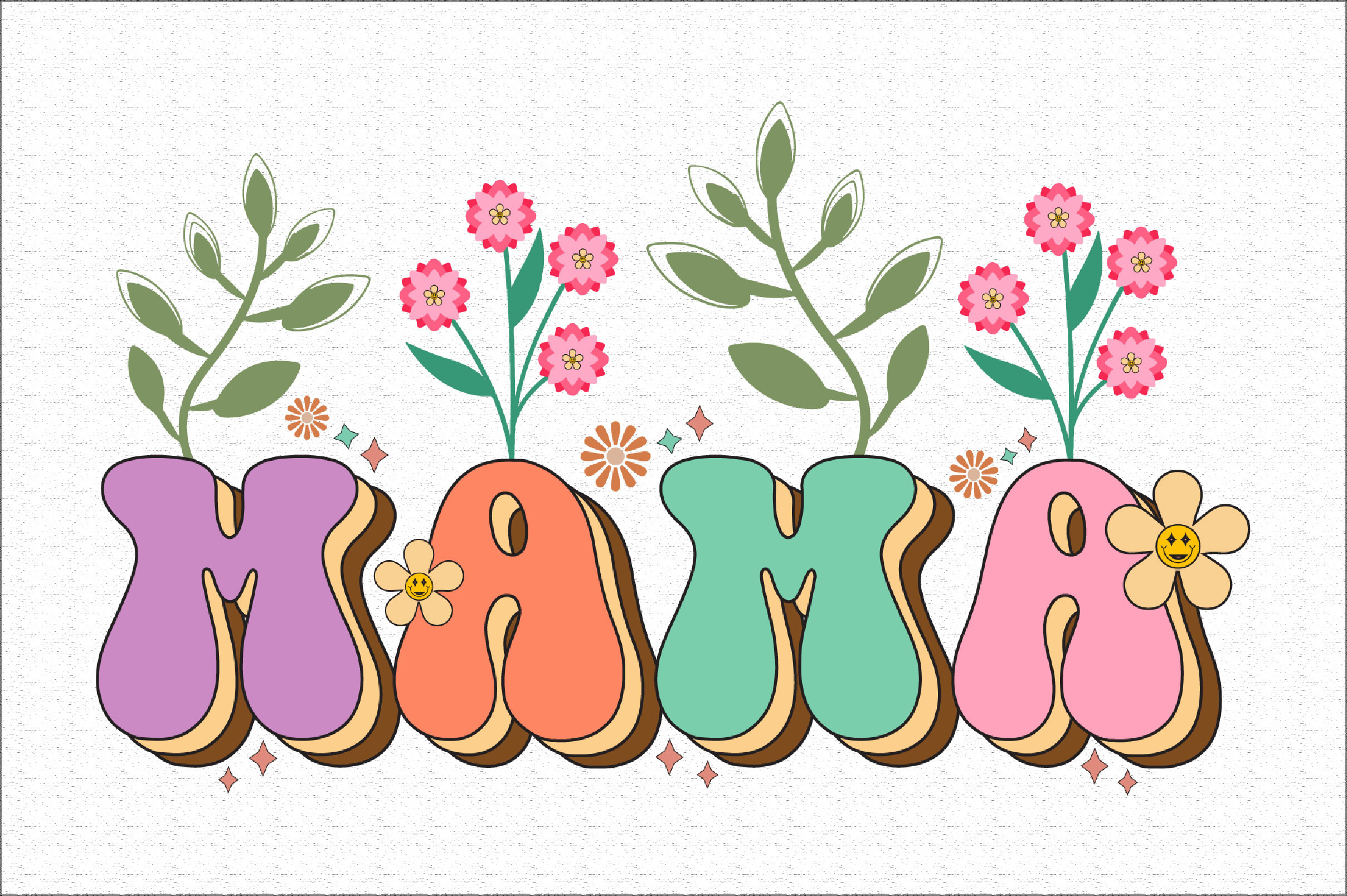 Retro Mama with Flower PNG Graphic by CitraGraphics · Creative Fabrica