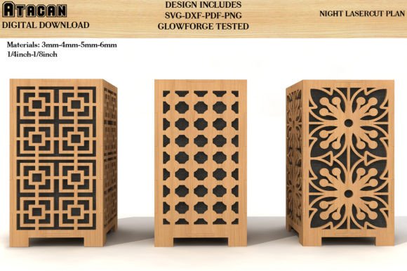 Wood Desk Lamps Laser Cut SVG Bundle Graphic by atacanwoodbox