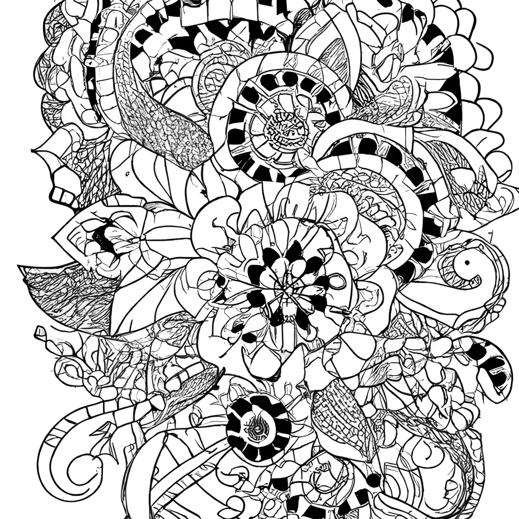 Zentangle Pattern Coloring Page Black and White Floral · Creative Fabrica