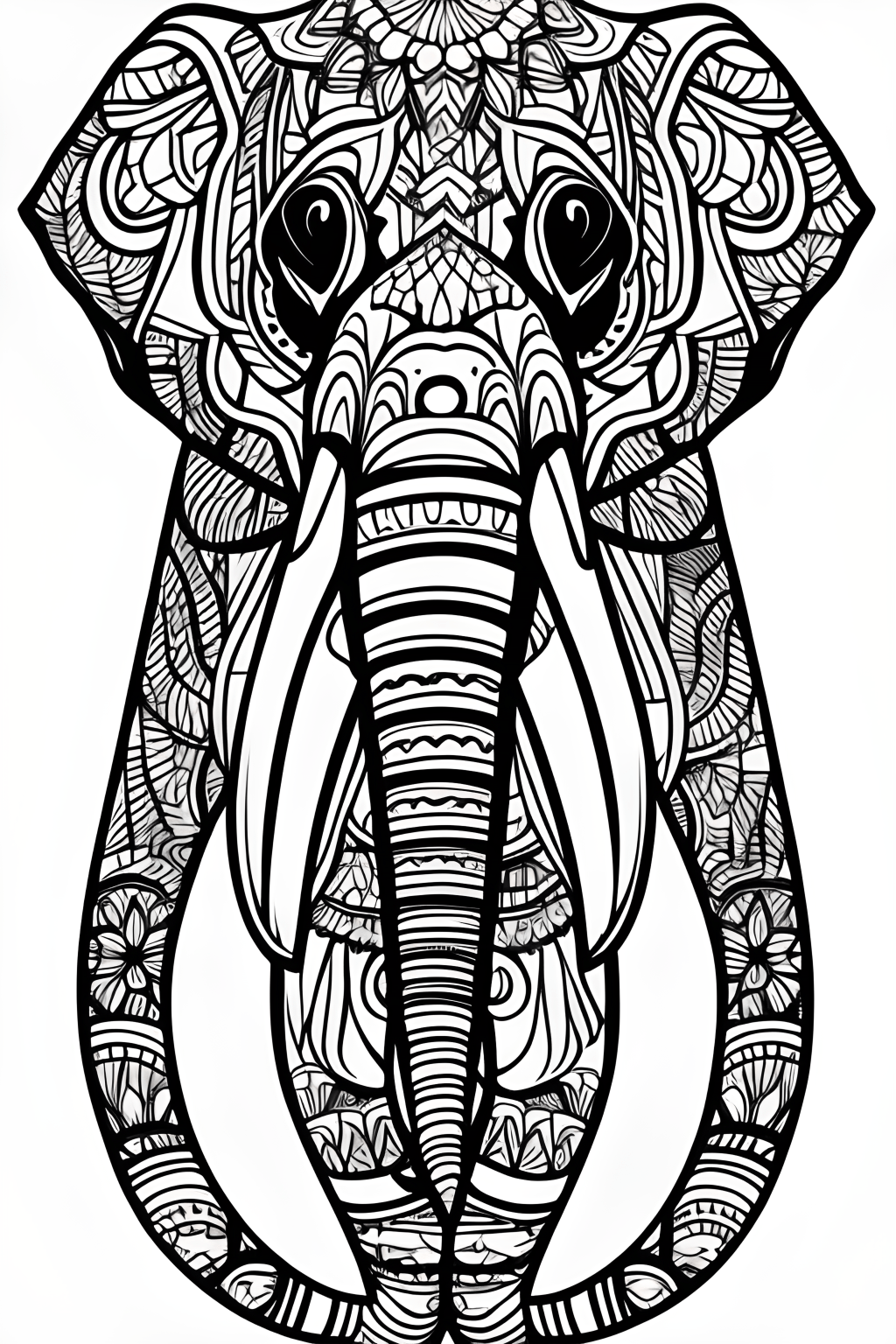 Black and White Elephant Vector Graphic · Creative Fabrica