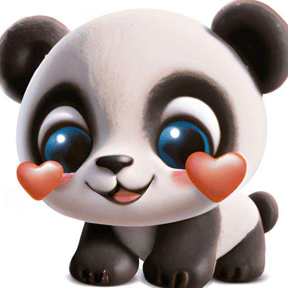 Arte kawaii fofa e adorável para bebês pandas · Creative Fabrica