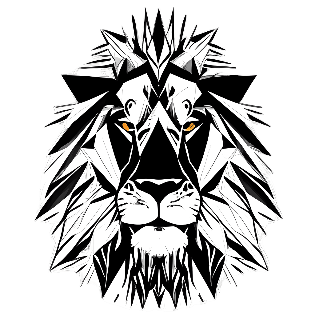 Lion Hand Drawing Lines Black White Triangles · Creative Fabrica