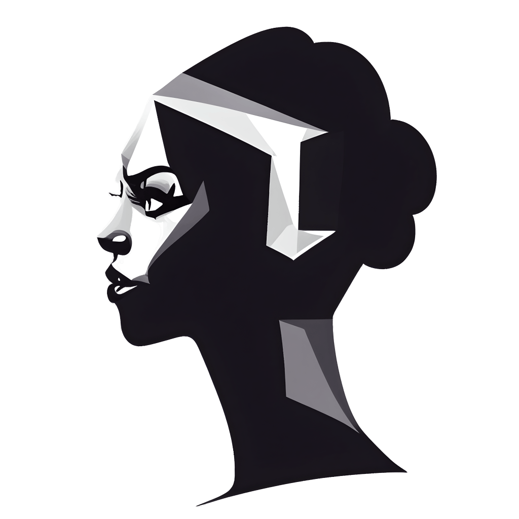 Cyberpunk Woman Head Black and White Graphic · Creative Fabrica