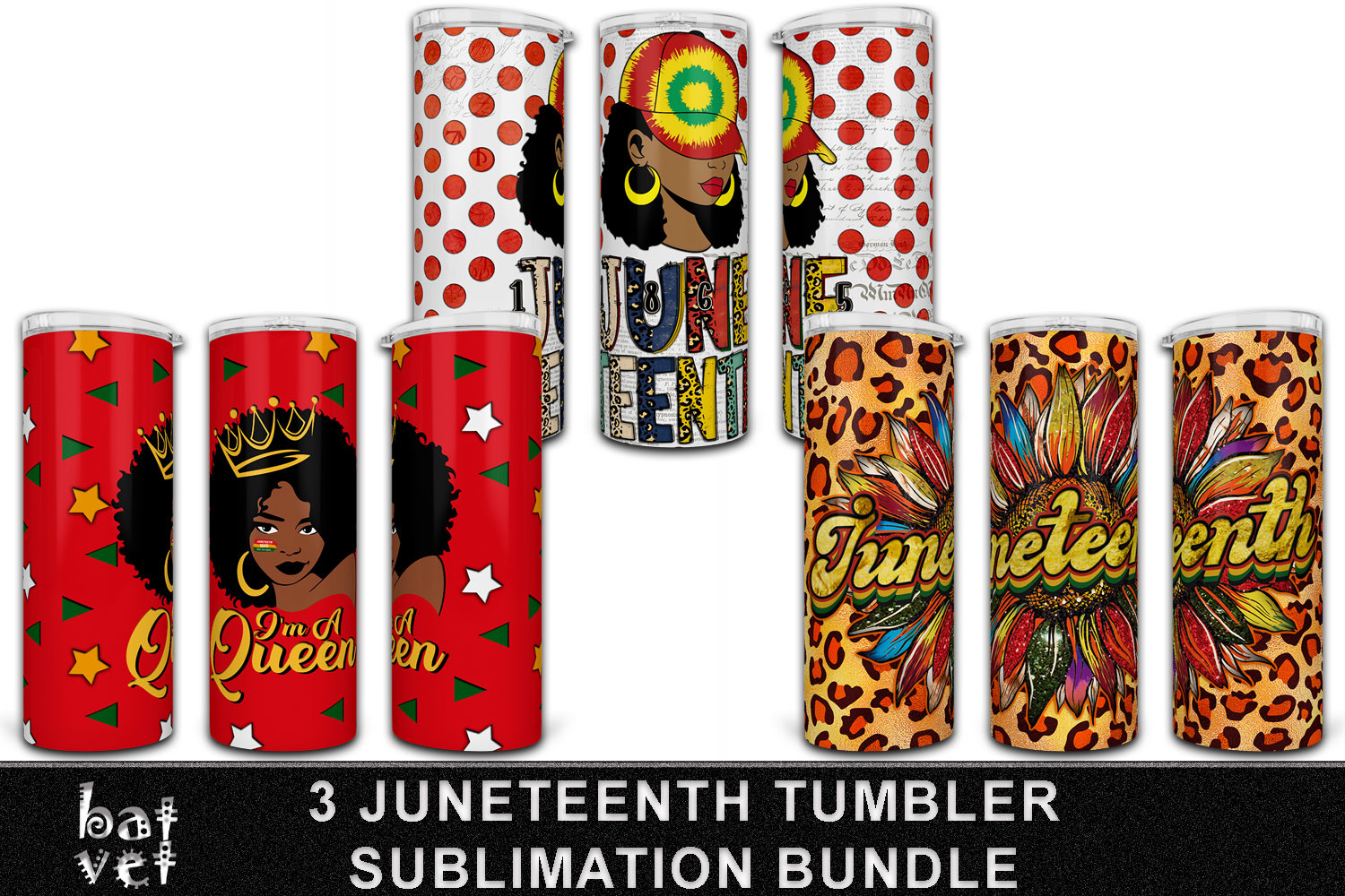 Juneteenth Tumbler Sublimation Bundle Graphic by BatVet · Creative Fabrica