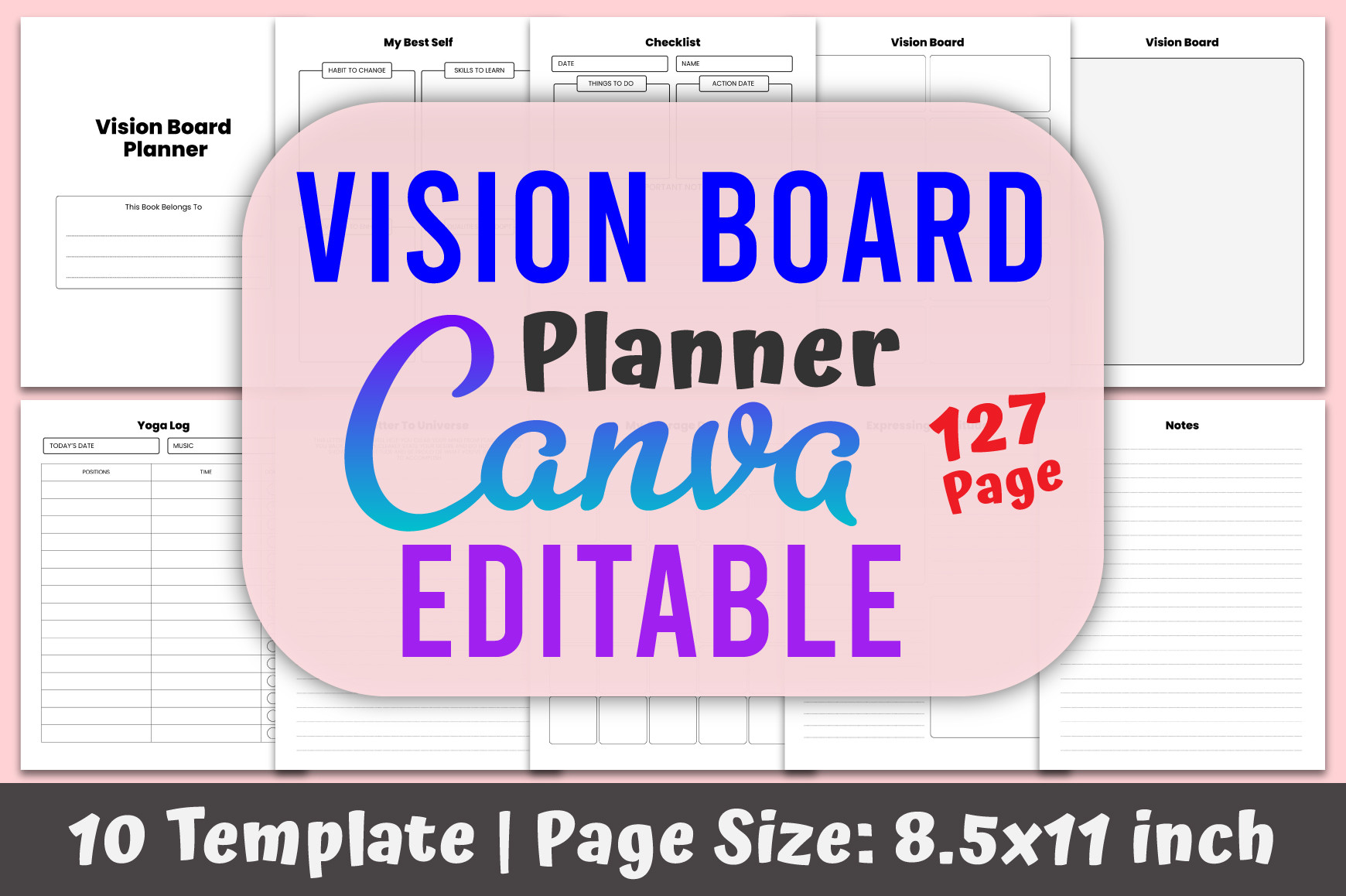 Canva Editable Vision Board Planner 2024 Gráfico por KDP Mount · Creative  Fabrica