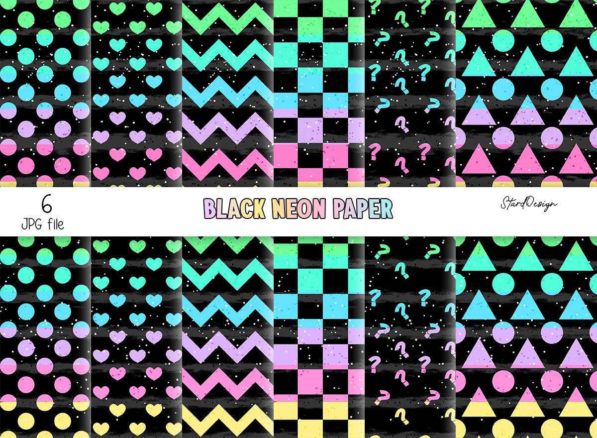 Black Neon Digital Paper Graphic by StardDesign · Creative Fabrica