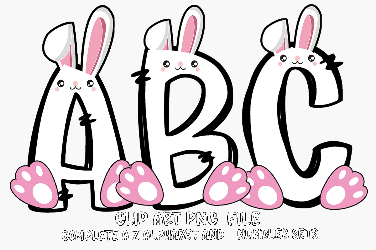 Bunny ABC Letters, Decorative Alphabet, PNG, SVG
