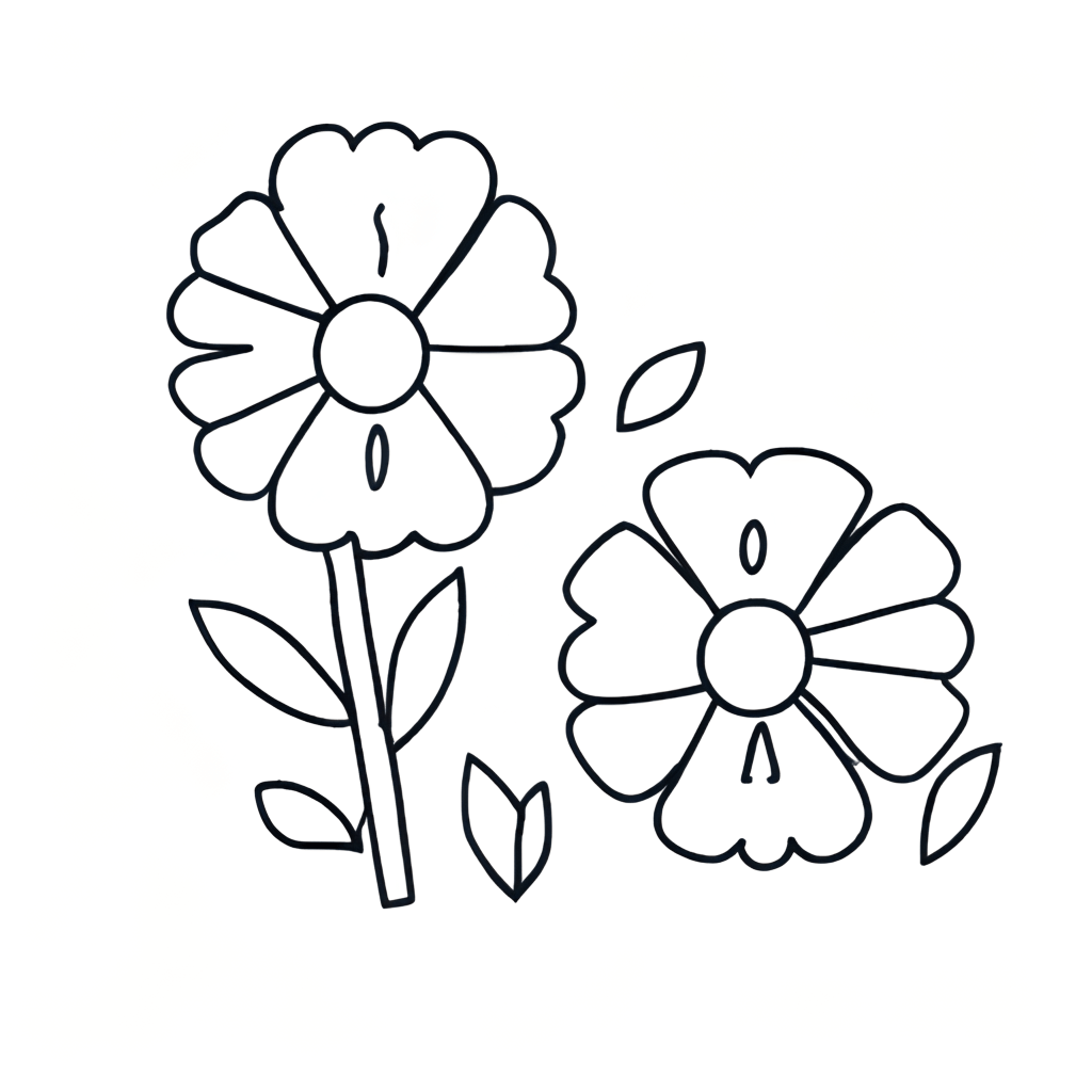 Flowers Line Art Coloring Page · Creative Fabrica