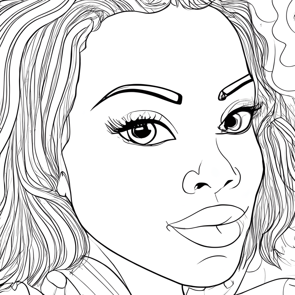 Beautiful African American Woman Half Coloring Page Realistic ...
