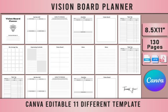 Editable Vision Board Planner for Canva Graphic by Shumaya · Creative ...