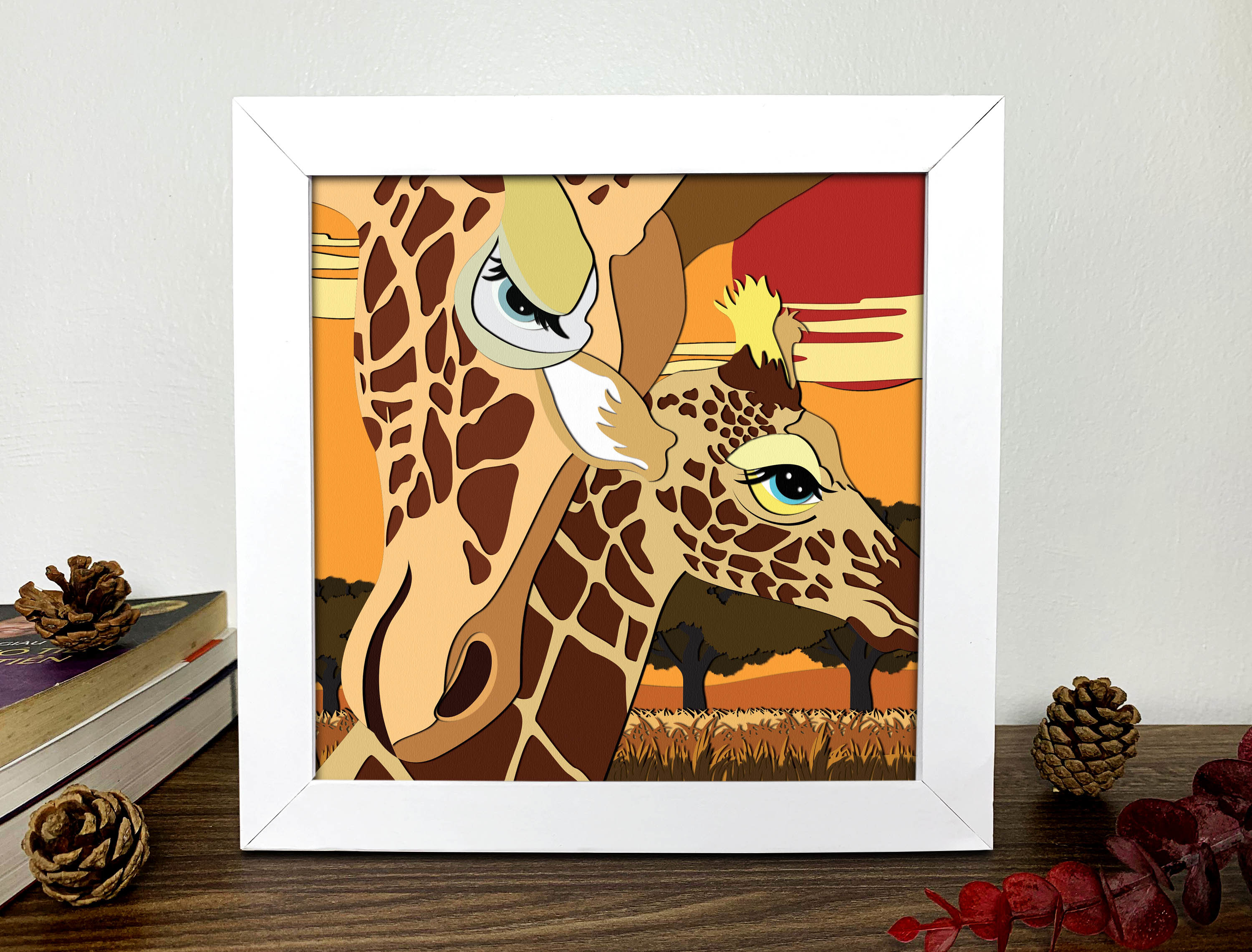 Giraffe 3D shadow box Paper cutting light box svg files DIY