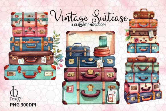 vintage suitcase clipart