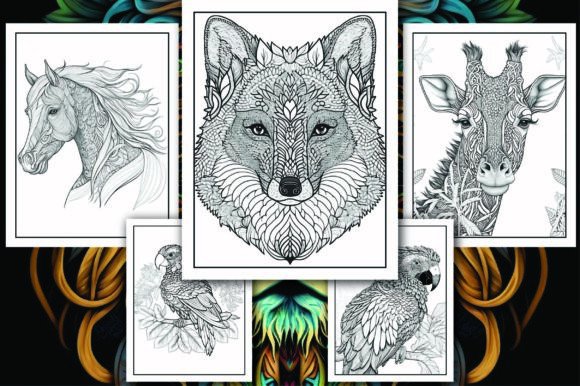 Animal Coloring Book Pages for Adults Graphic by Design Station