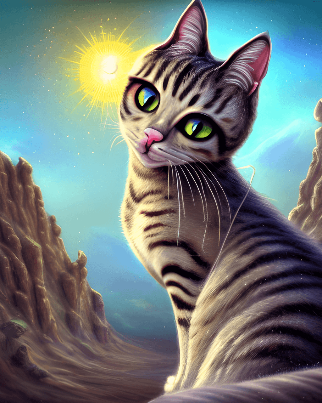 Incredible Stunning Beauty Fantasy Art Desertscape Pretty Clothed Cat ...