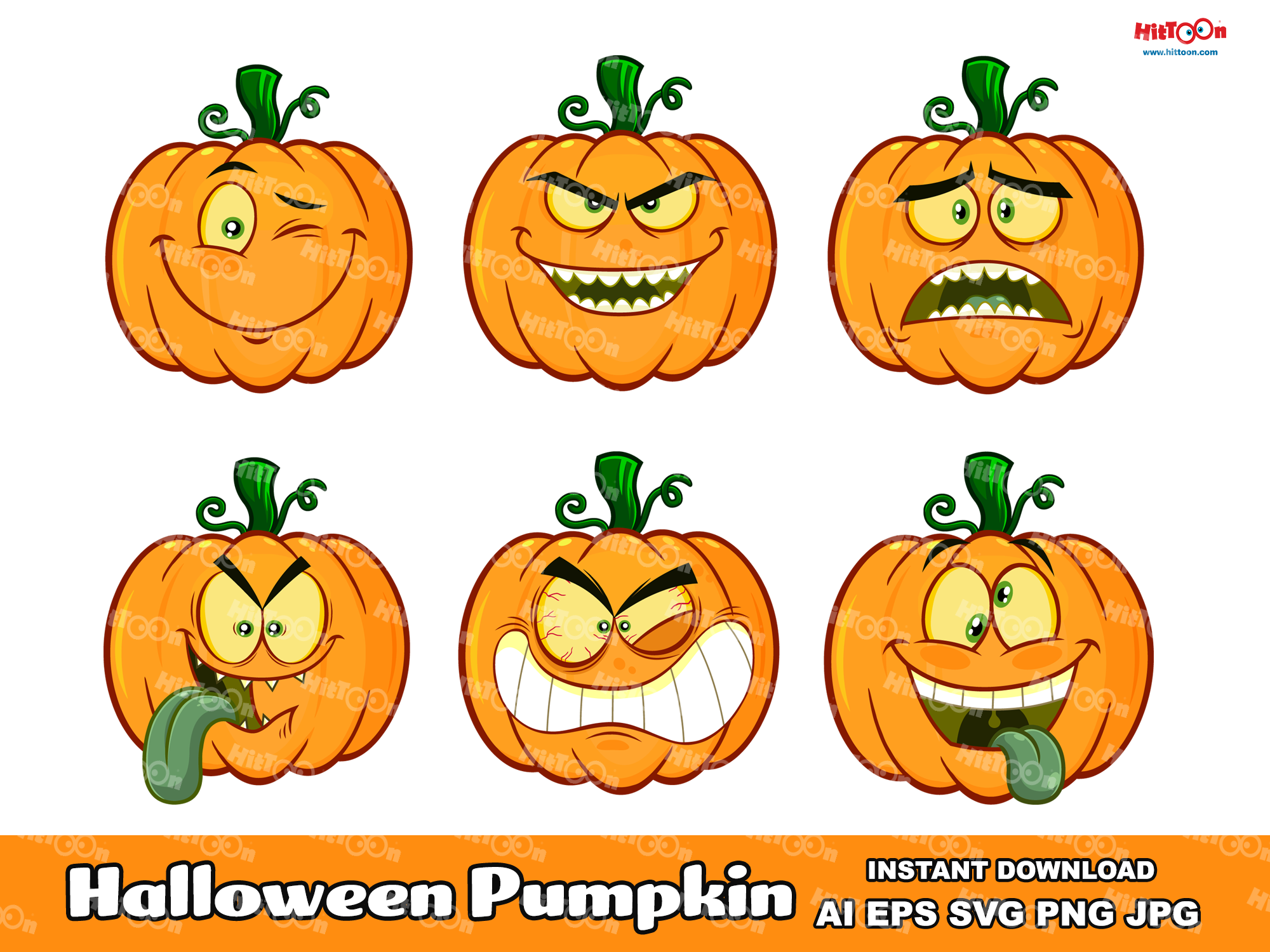 Pumpkin Cartoon Emoji Face Character Graphic by HitToon · Creative Fabrica