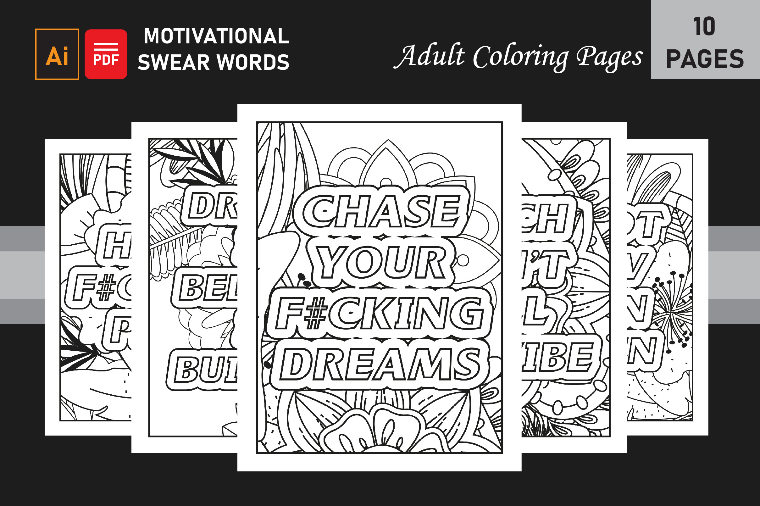 Motivational Swear Words Coloring Pages For Adults Graphic By Azzziz · Creative Fabrica 