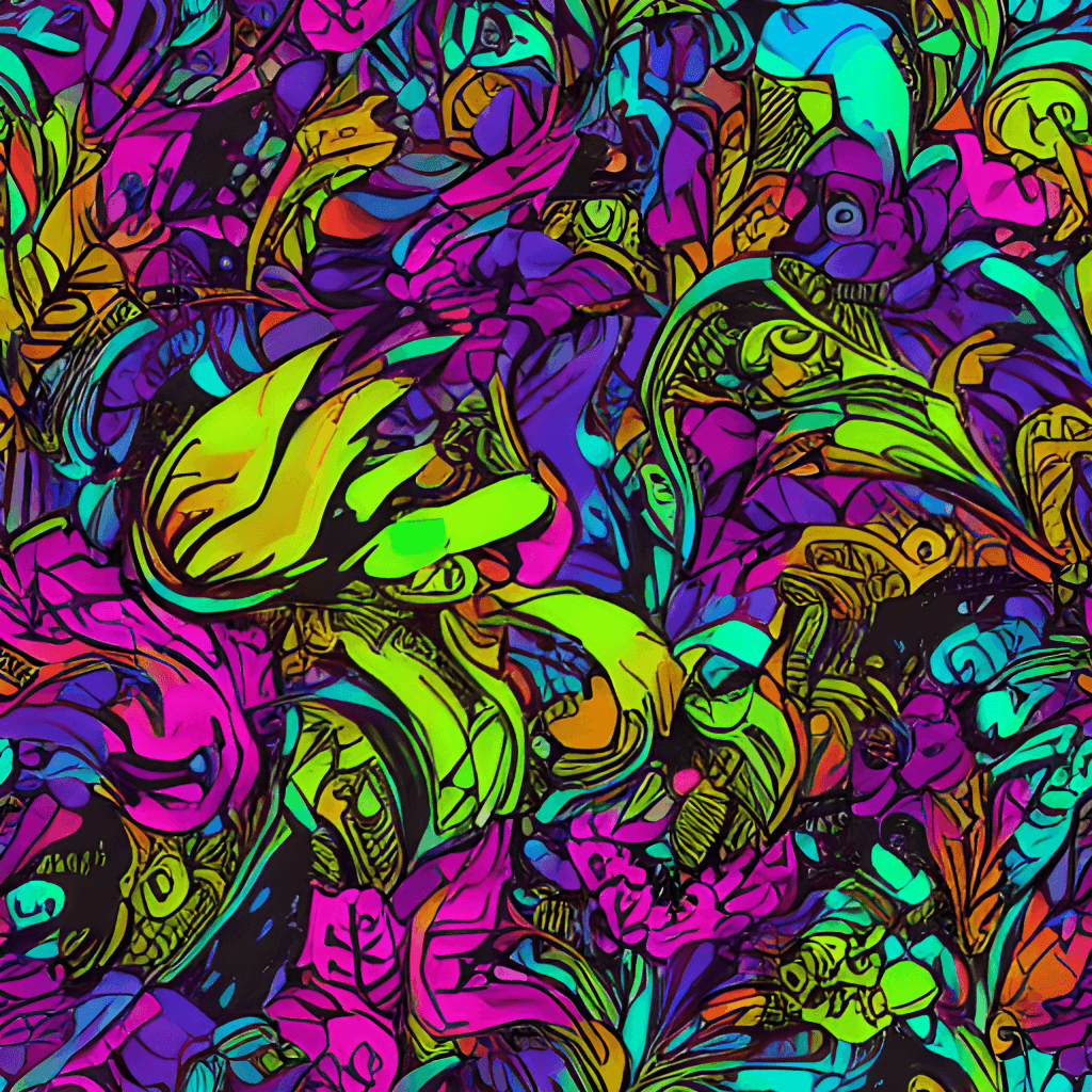 Vomit Cyberpunk Floral Pattern · Creative Fabrica