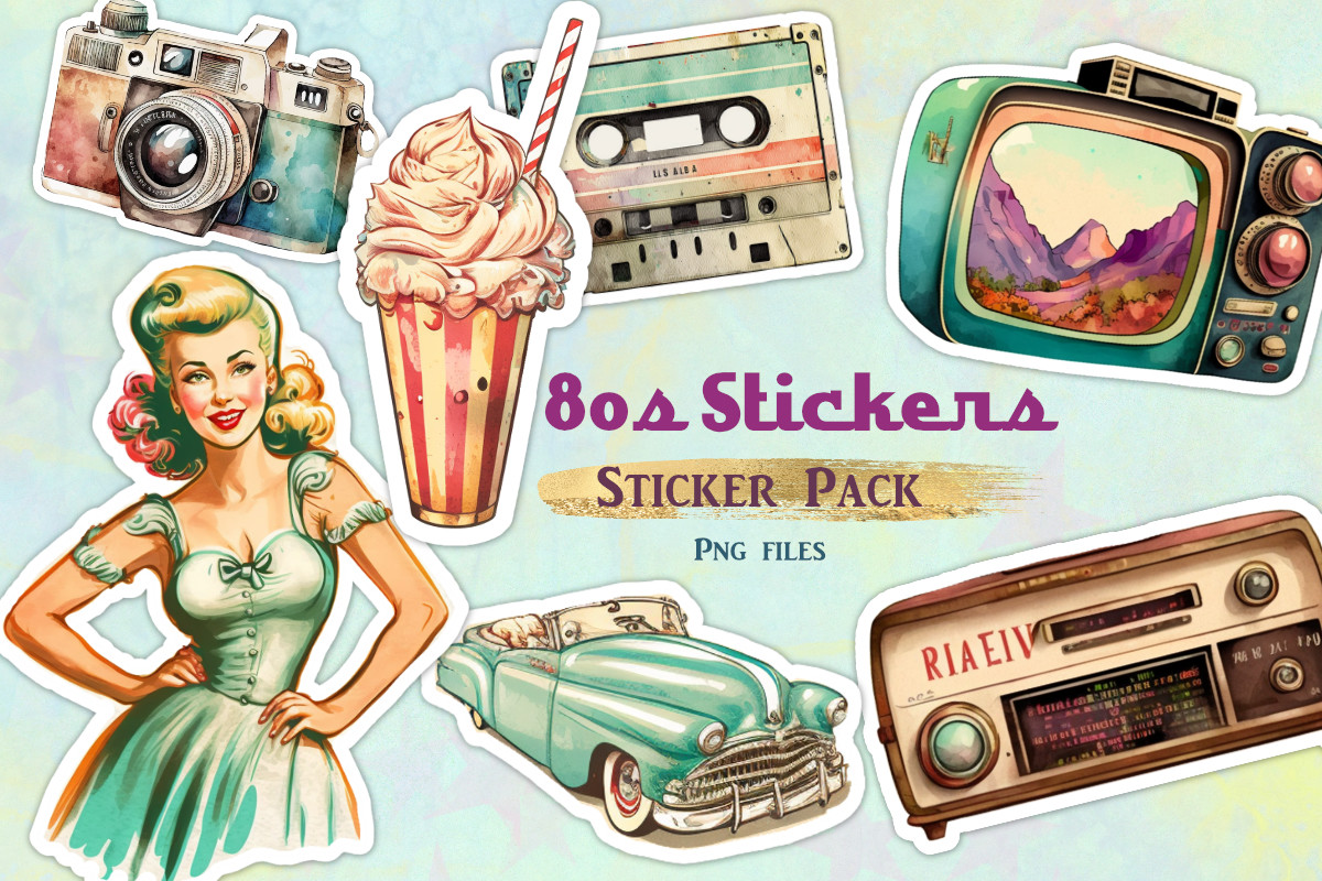 80s Stickers - Retro Sticker Bundle 2 Graphic by Md Shahjahan · Creative  Fabrica