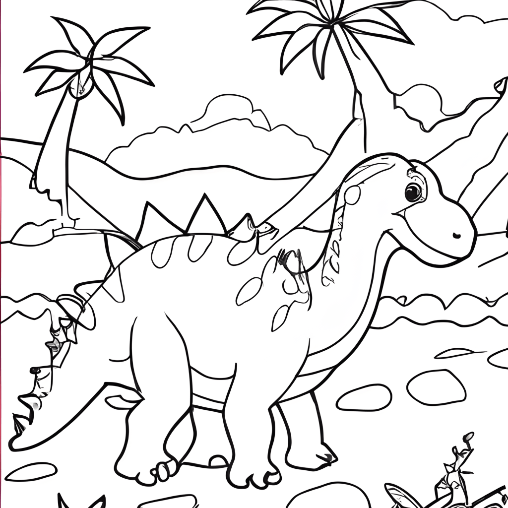 Desenho para colorir da Páscoa do bebê dinossauro · Creative Fabrica