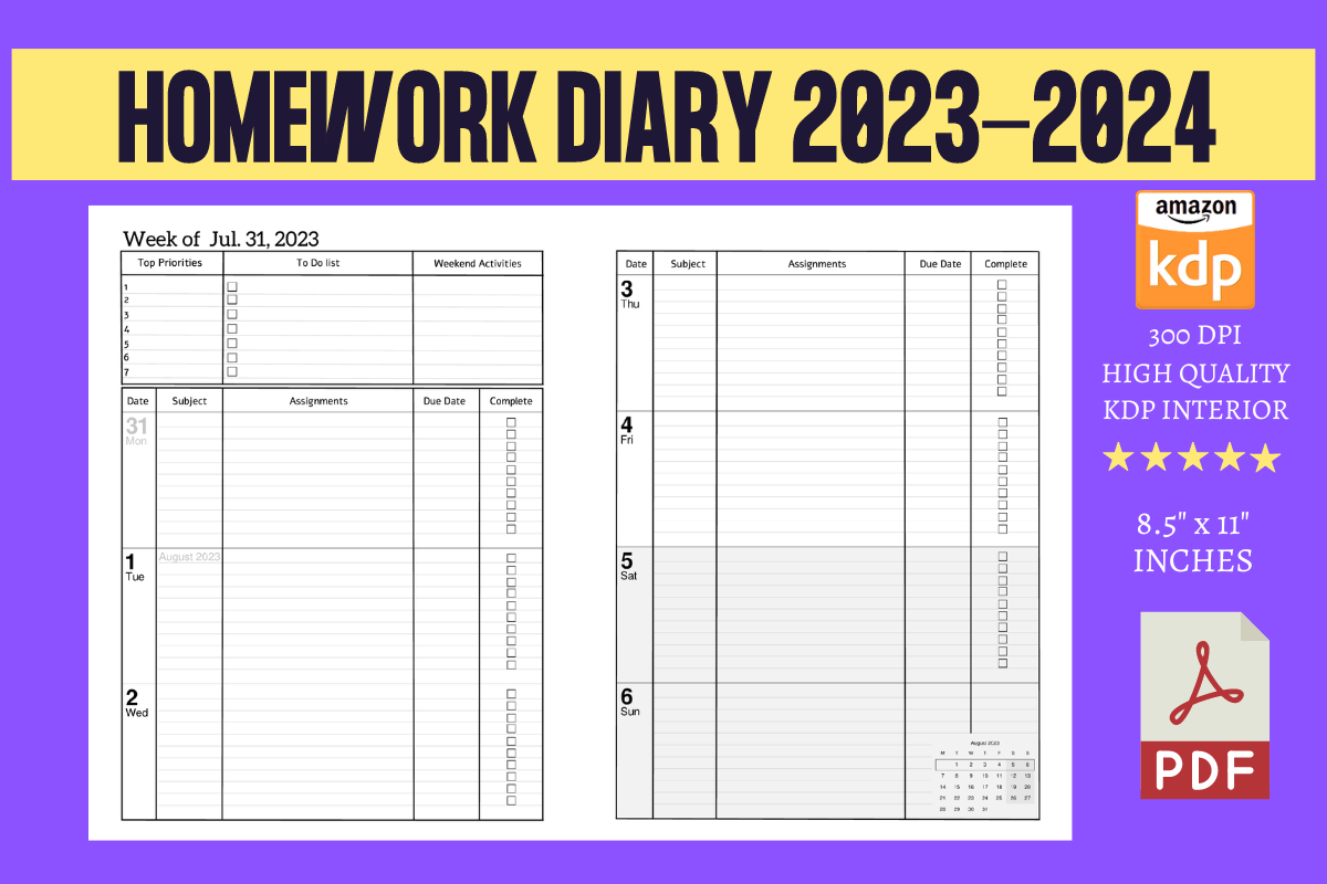 homework diary 2023