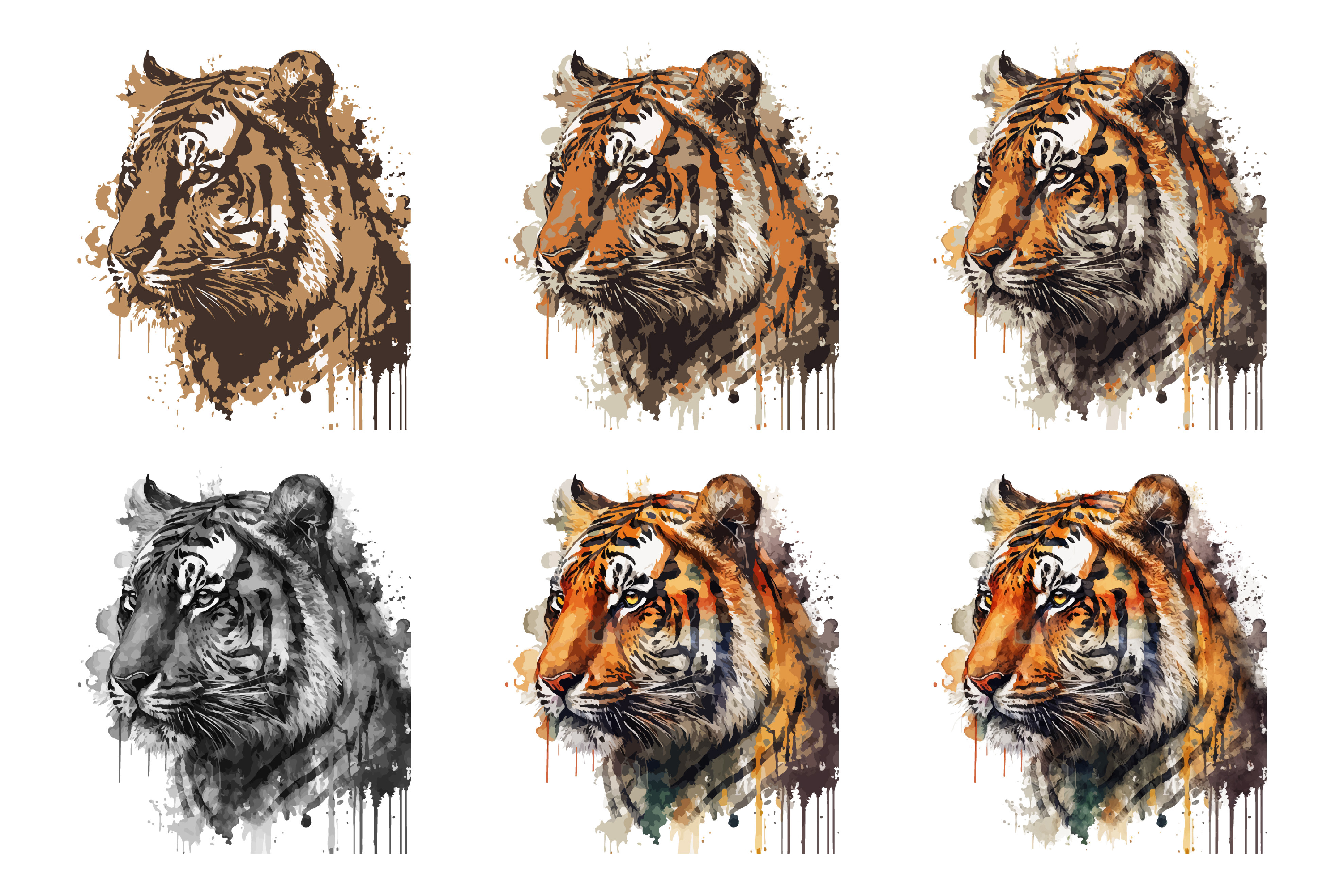 Watercolor Tiger Vector Illustration Graphic by BreakingDots · Creative ...