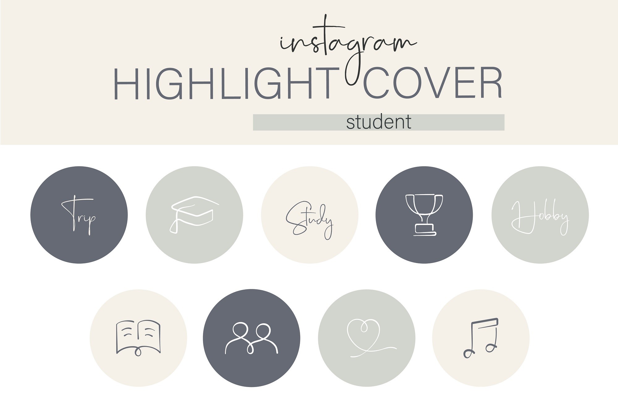 Premium Vector  Instagram highlight cover student